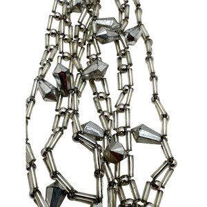 Vintage Retro Chic Silver Necklace Plastic Faceted Tube Beads Versatile